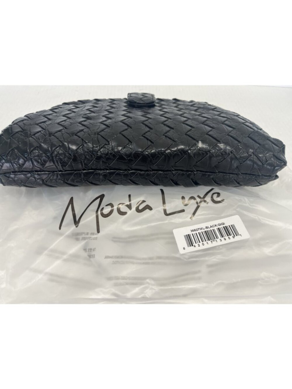 Nordstrom $80 Moda Luxe GiGi Crossbody Bag Woven Black Vegan Soft Leather Clutch - Picture 11 of 16